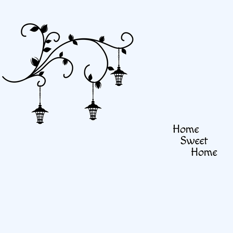 Black Home Sweet Home With Decorative Lanterns Sign Template